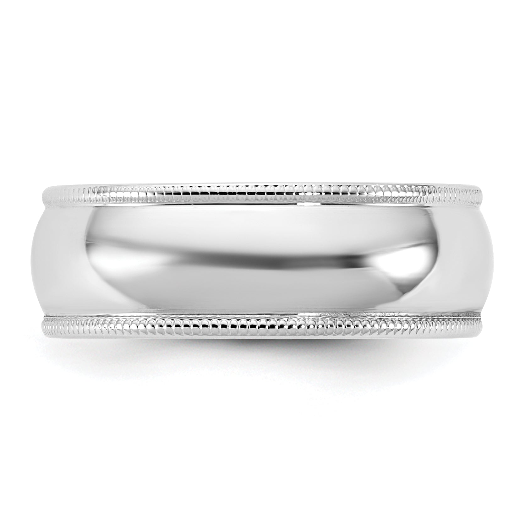 6.5mm 10K White Gold Lightweight Milgrain Half Round Wedding Band Secondary image