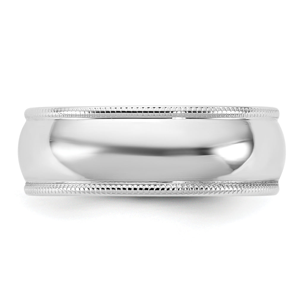 6.5mm 10K White Gold Lightweight Milgrain Half Round Wedding Band - Sophia Jewelers