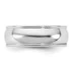 6.5mm 10K White Gold Lightweight Milgrain Half Round Wedding Band - Sophia Jewelers