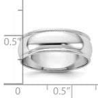 6.5mm 10K White Gold Lightweight Milgrain Half Round Wedding Band - Sophia Jewelers