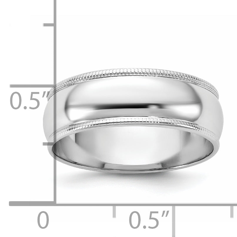 14KW 6.5mm Lightweight Milgrain Half Round Band