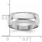 7.0mm 10K White Gold Lightweight Milgrain Half Round Wedding Band - Sophia Jewelers