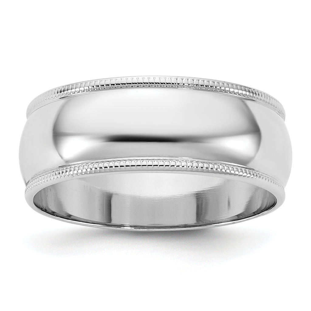 14KW 7mm Lightweight Milgrain Half Round Band