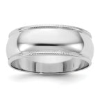 7.0mm 10K White Gold Lightweight Milgrain Half Round Wedding Band - Sophia Jewelers