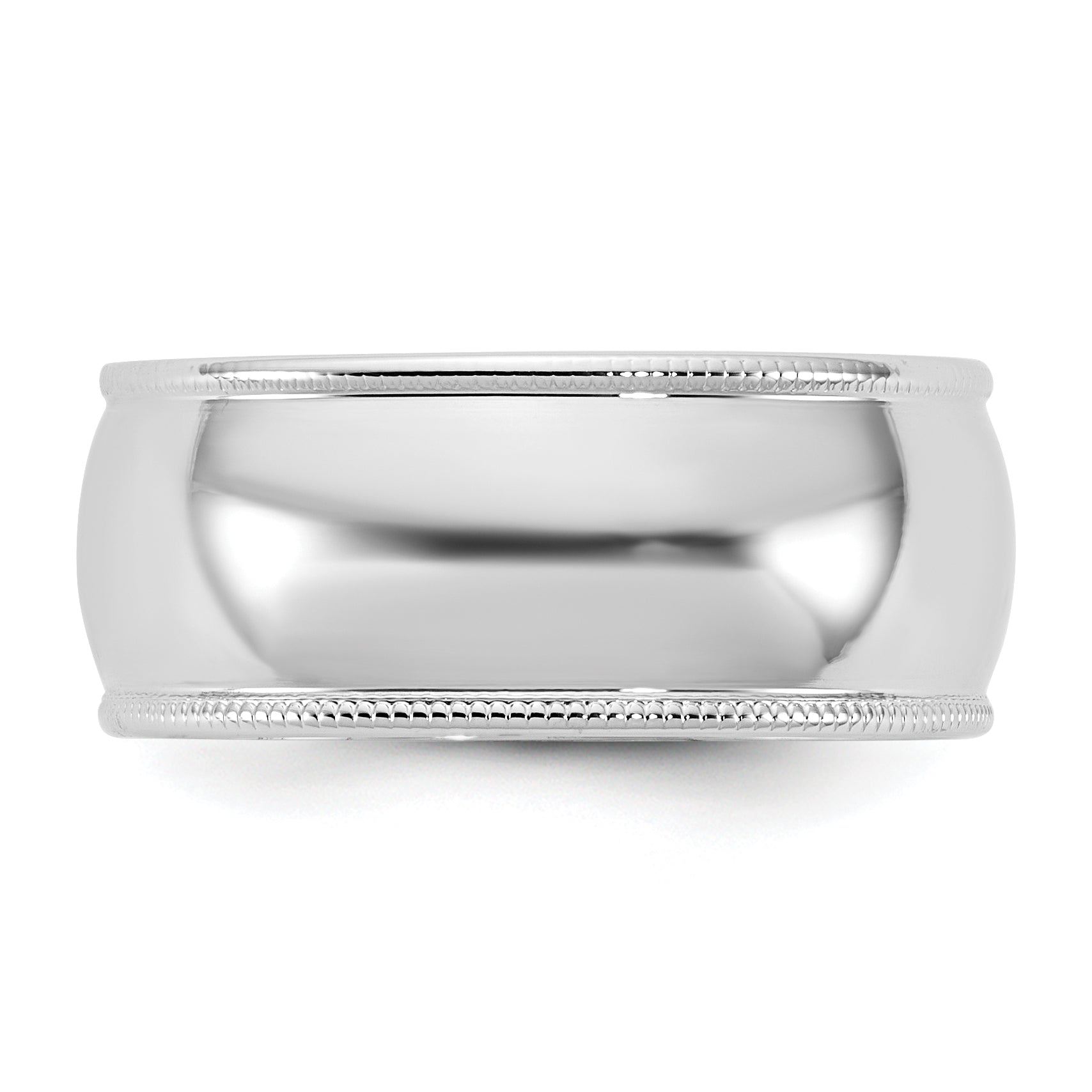 8.0mm 10K White Gold Lightweight Milgrain Half Round Wedding Band - Sophia Jewelers