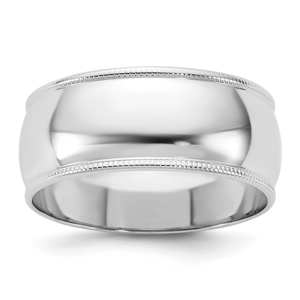 14KW 8mm Lightweight Milgrain Half Round Band