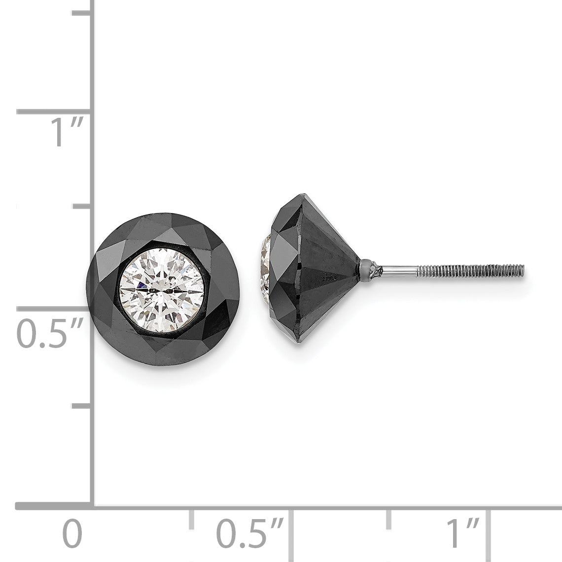 Black & White Diamonds Stud Earrings in 14K White Gold, 9.65mm (6.50 ct. tw.) - Sophia Jewelers