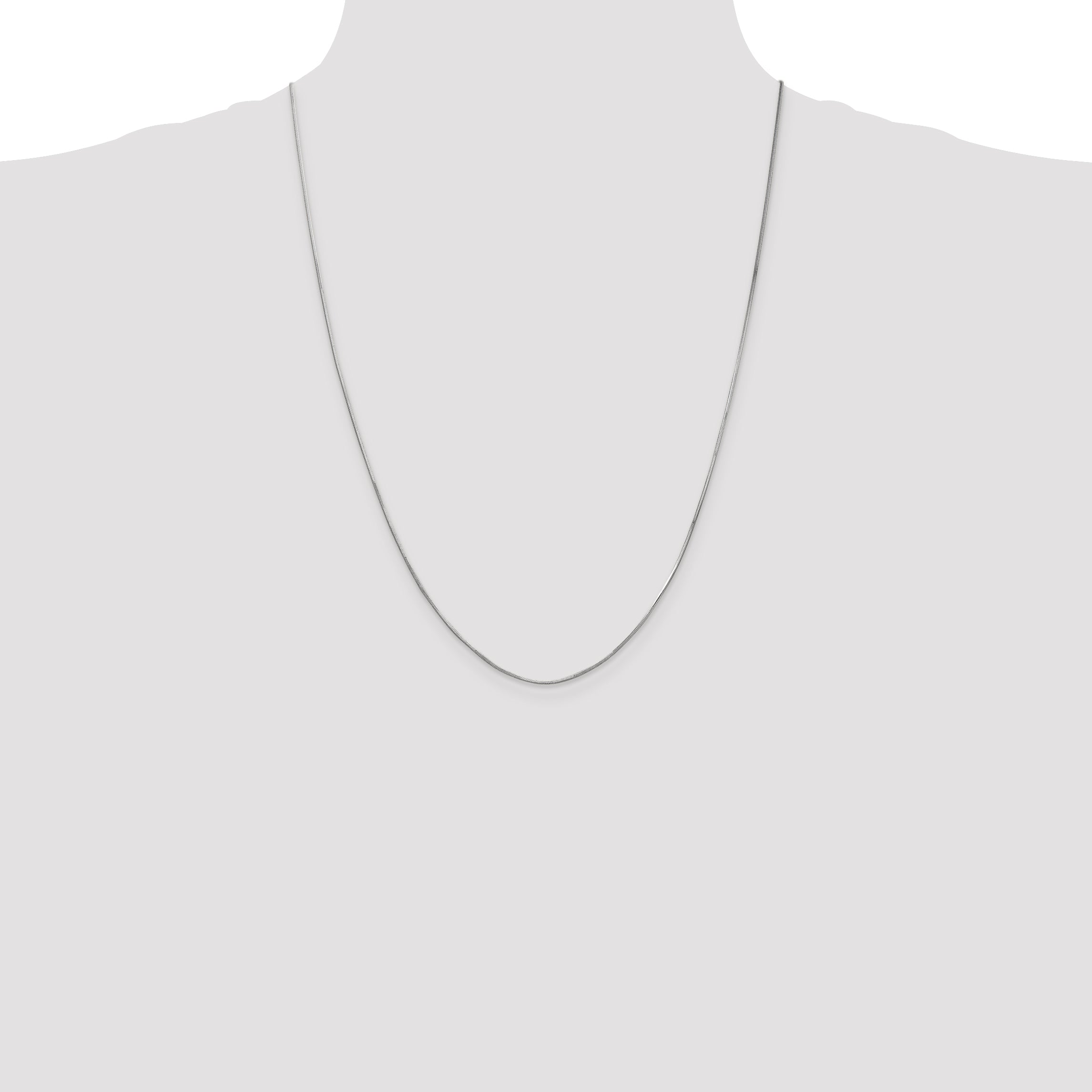14K White Gold 24 inch .8mm Octagonal Snake with Lobster Clasp Chain