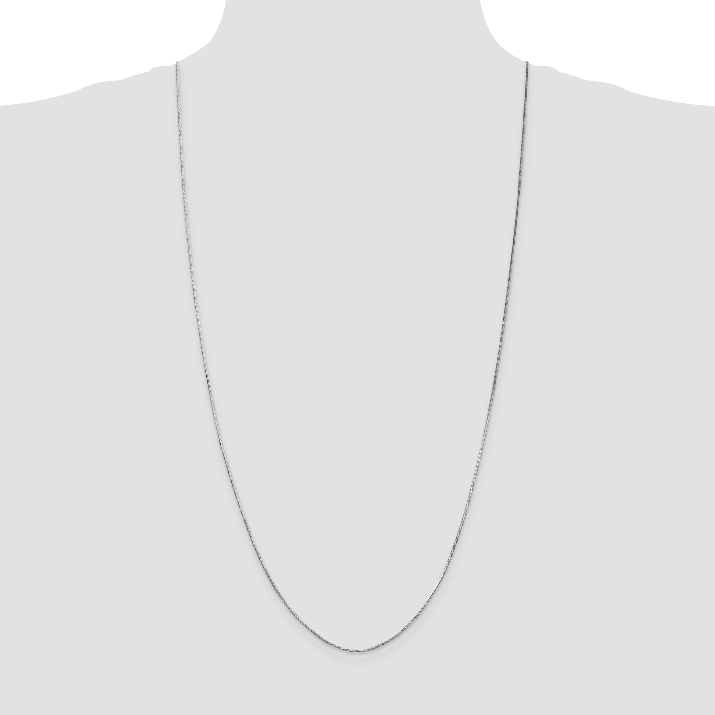 14K White Gold 30 inch 1mm Octagonal Snake with Lobster Clasp Chain