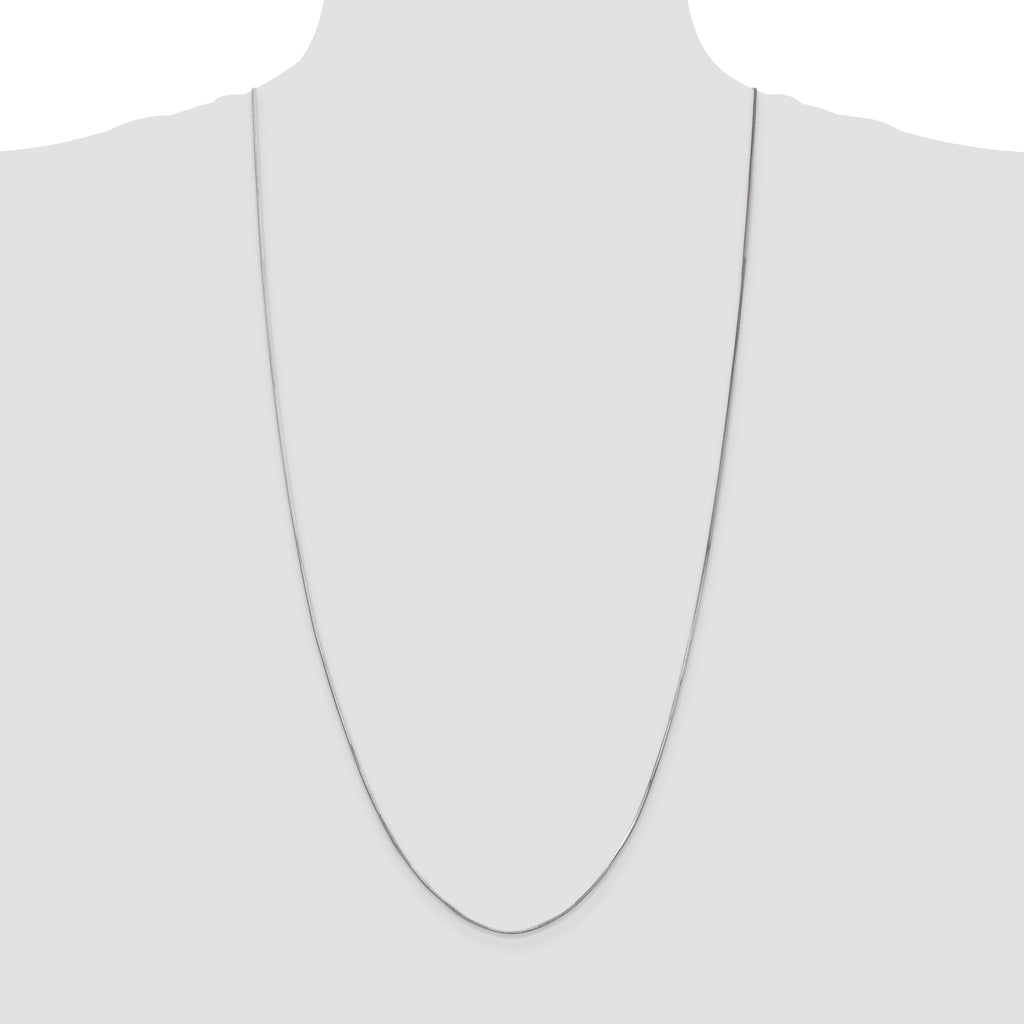 14K White Gold 30 inch 1mm Octagonal Snake with Lobster Clasp Chain