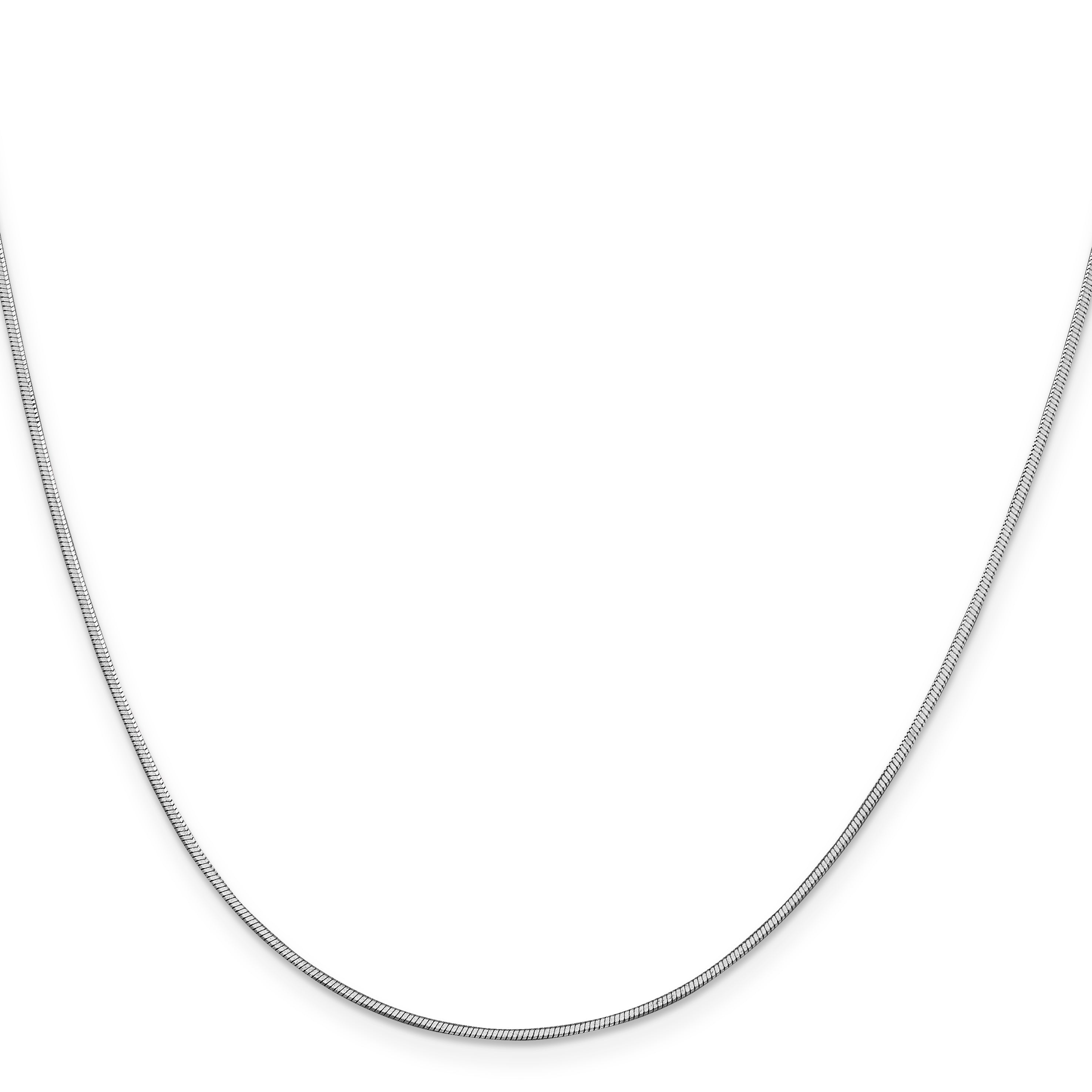 14K White Gold 24 inch 1mm Octagonal Snake with Lobster Clasp Chain