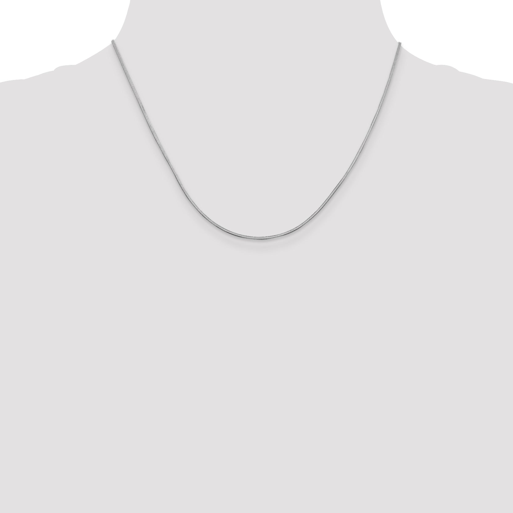 14K White Gold 18 inch 1mm Octagonal Snake with Lobster Clasp Chain