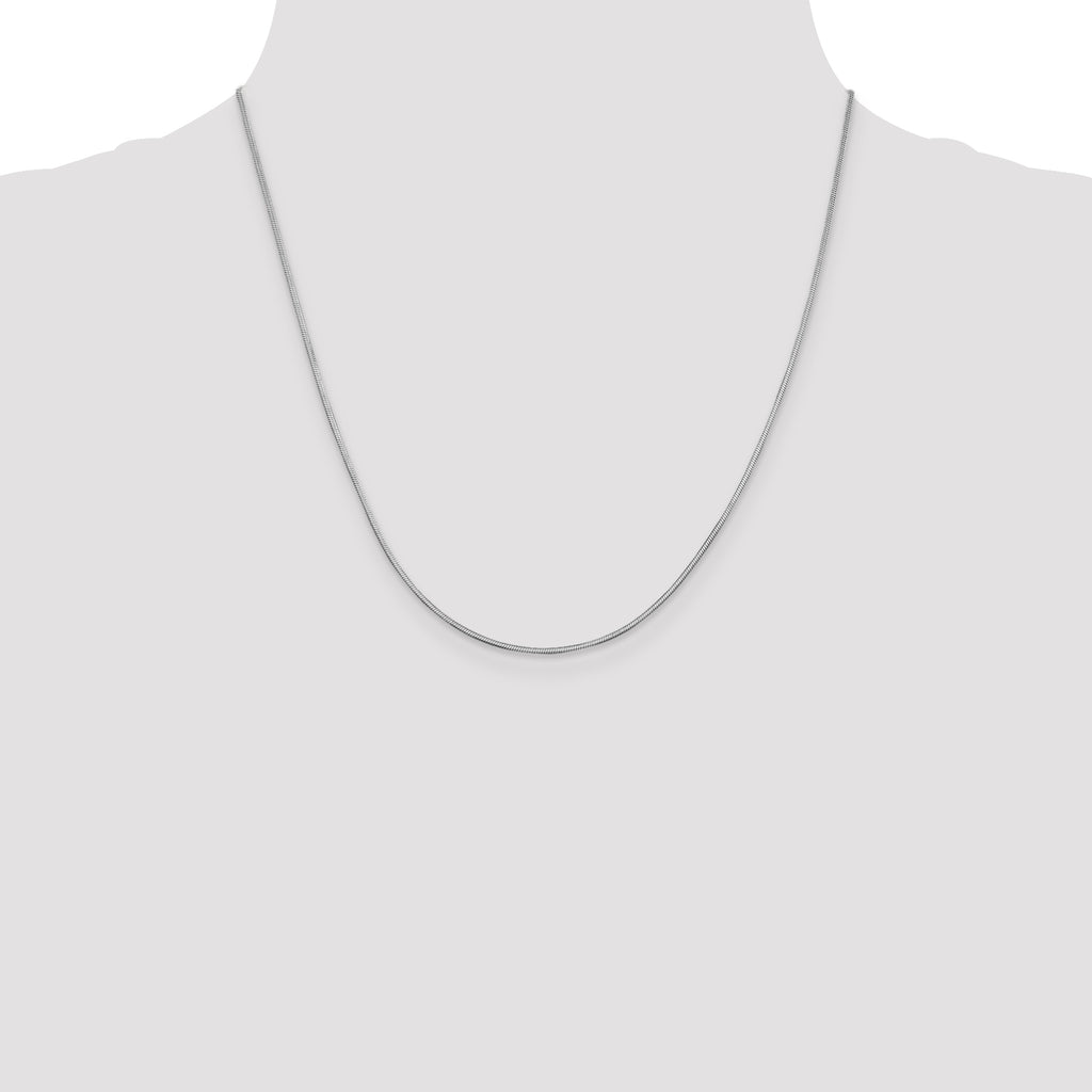 14K White Gold 20 inch 1mm Octagonal Snake with Lobster Clasp Chain