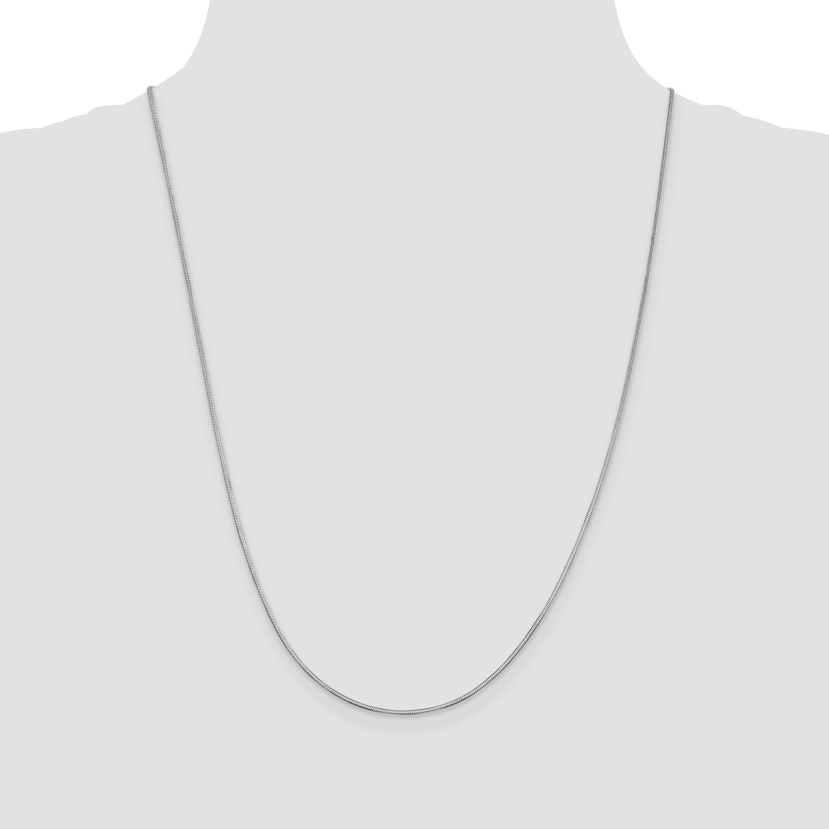 14K White Gold 24 inch 1mm Octagonal Snake with Lobster Clasp Chain