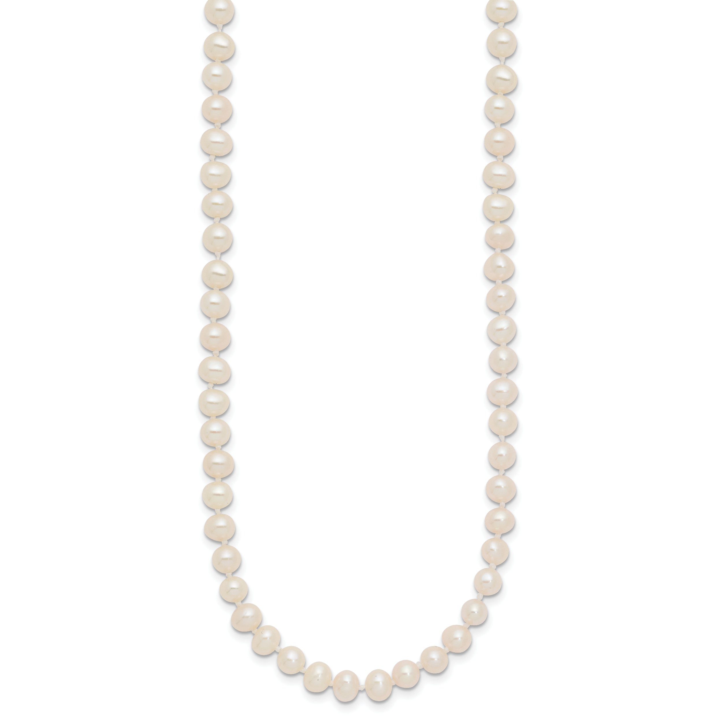 14k 4-5mm White Near-Round Freshwater Cultured Pearl 24 inch Necklace