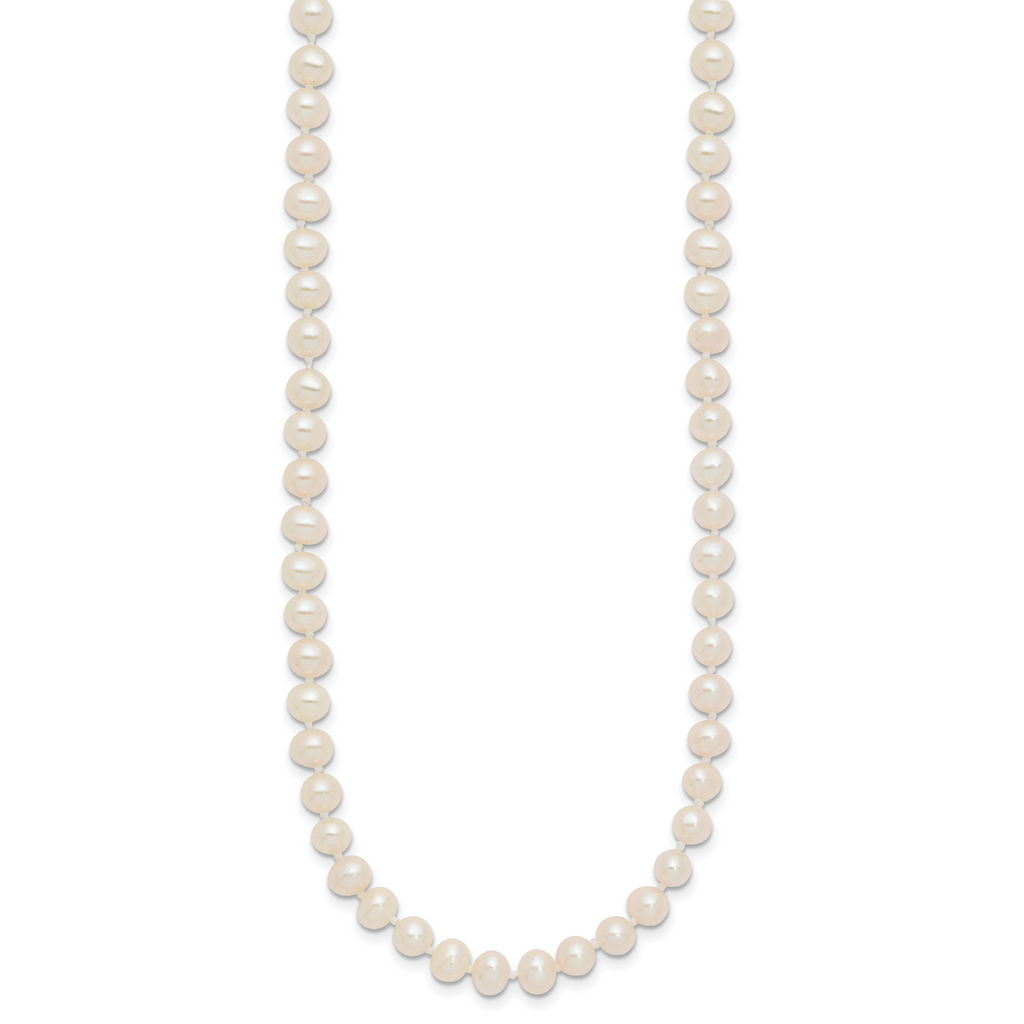 14K Yellow Gold White Freshwater Cultured Pearl Necklace 4-5mm