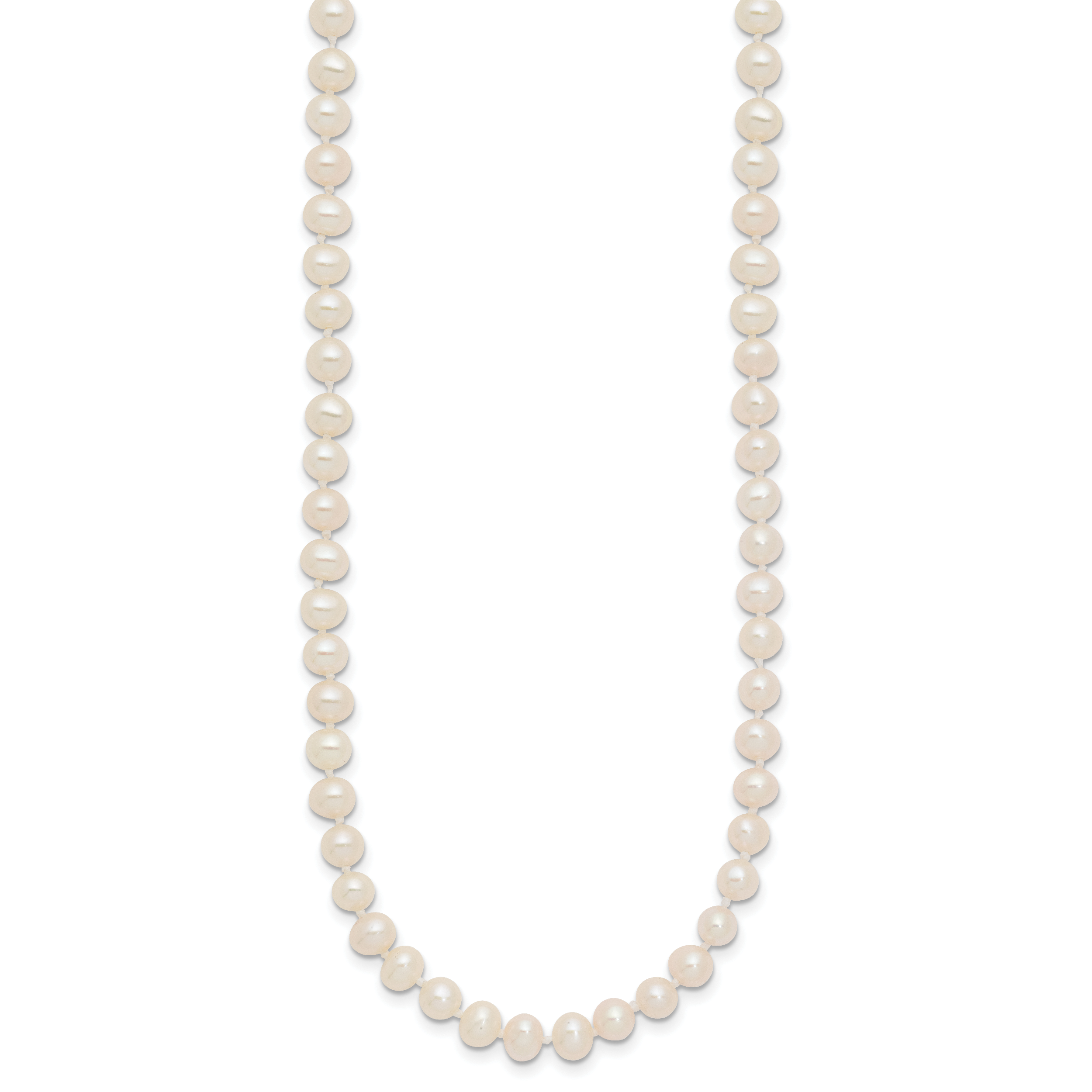 14K Yellow Gold White Freshwater Cultured Pearl Necklace 4-5mm