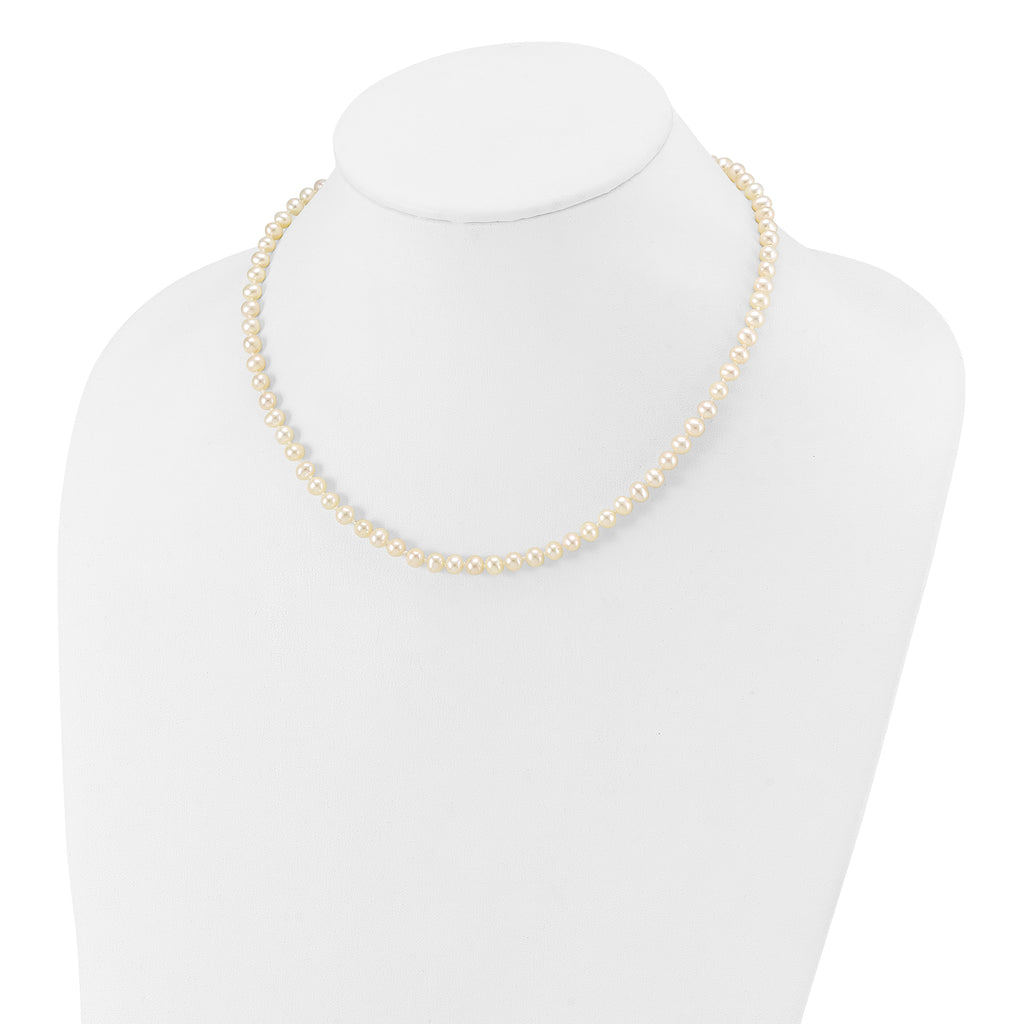 14K Yellow Gold White Freshwater Cultured Pearl Necklace 4-5mm
