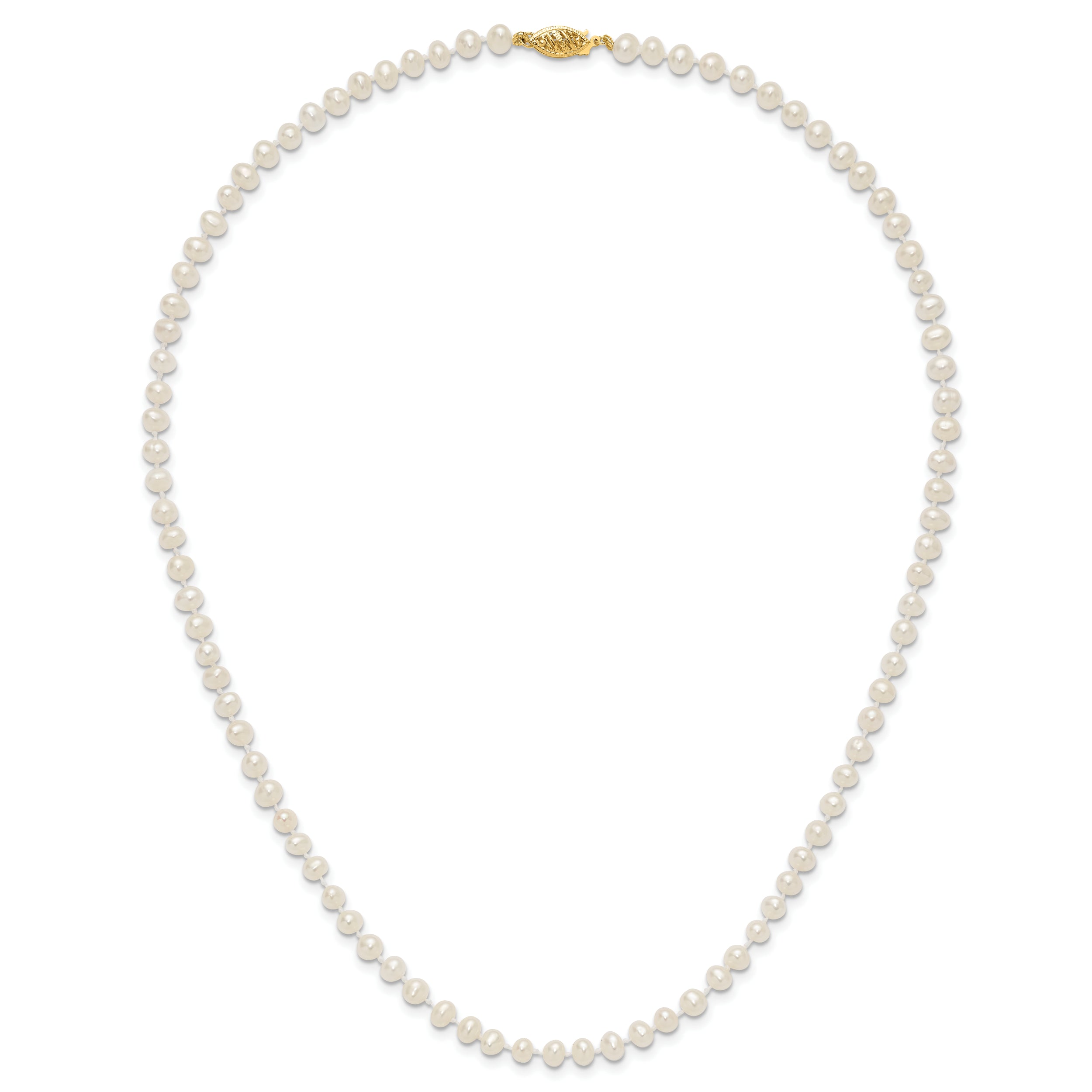 14k 4-5mm White Near-Round Freshwater Cultured Pearl 18 inch Necklace
