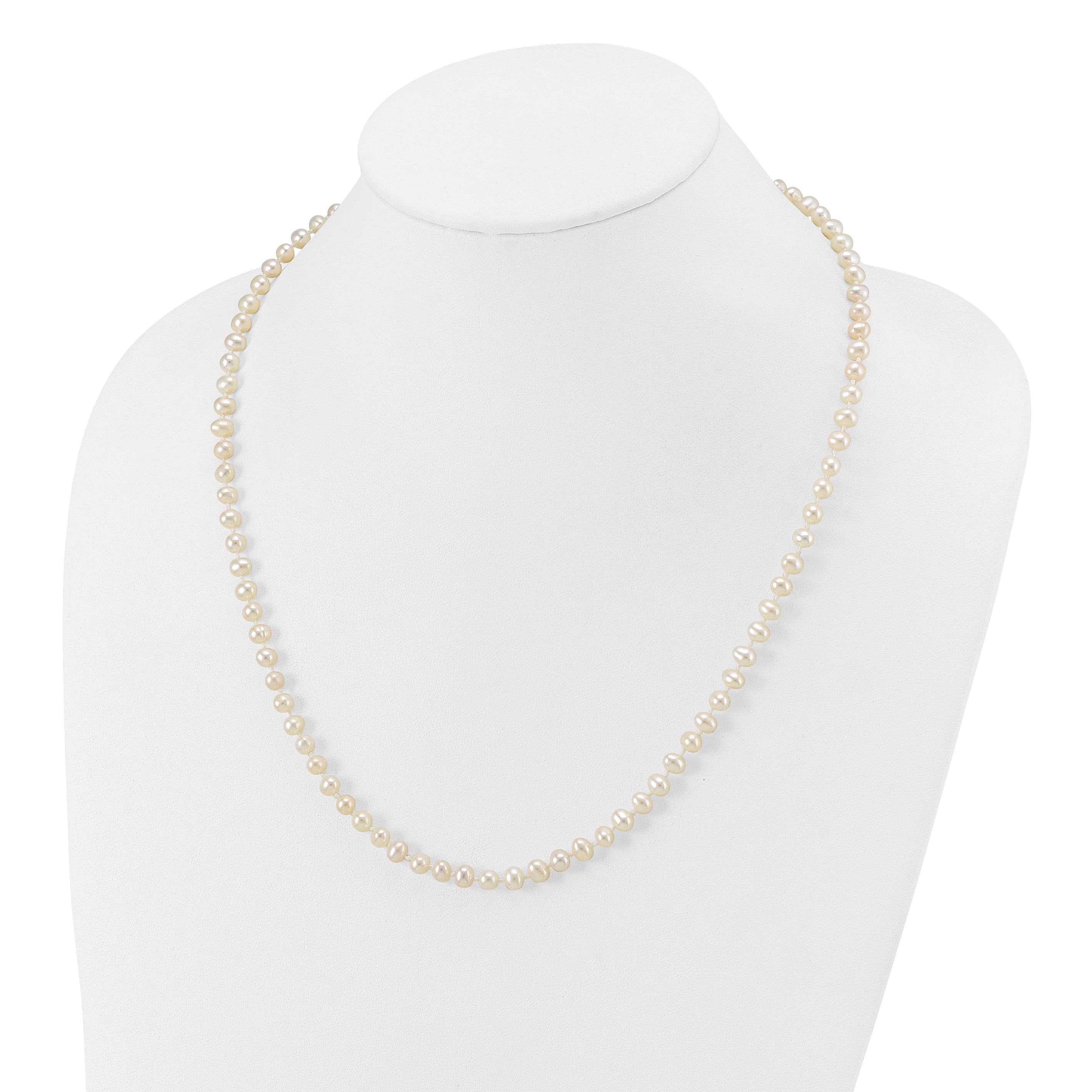 14k 4-5mm White Near-Round Freshwater Cultured Pearl 20 inch Necklace