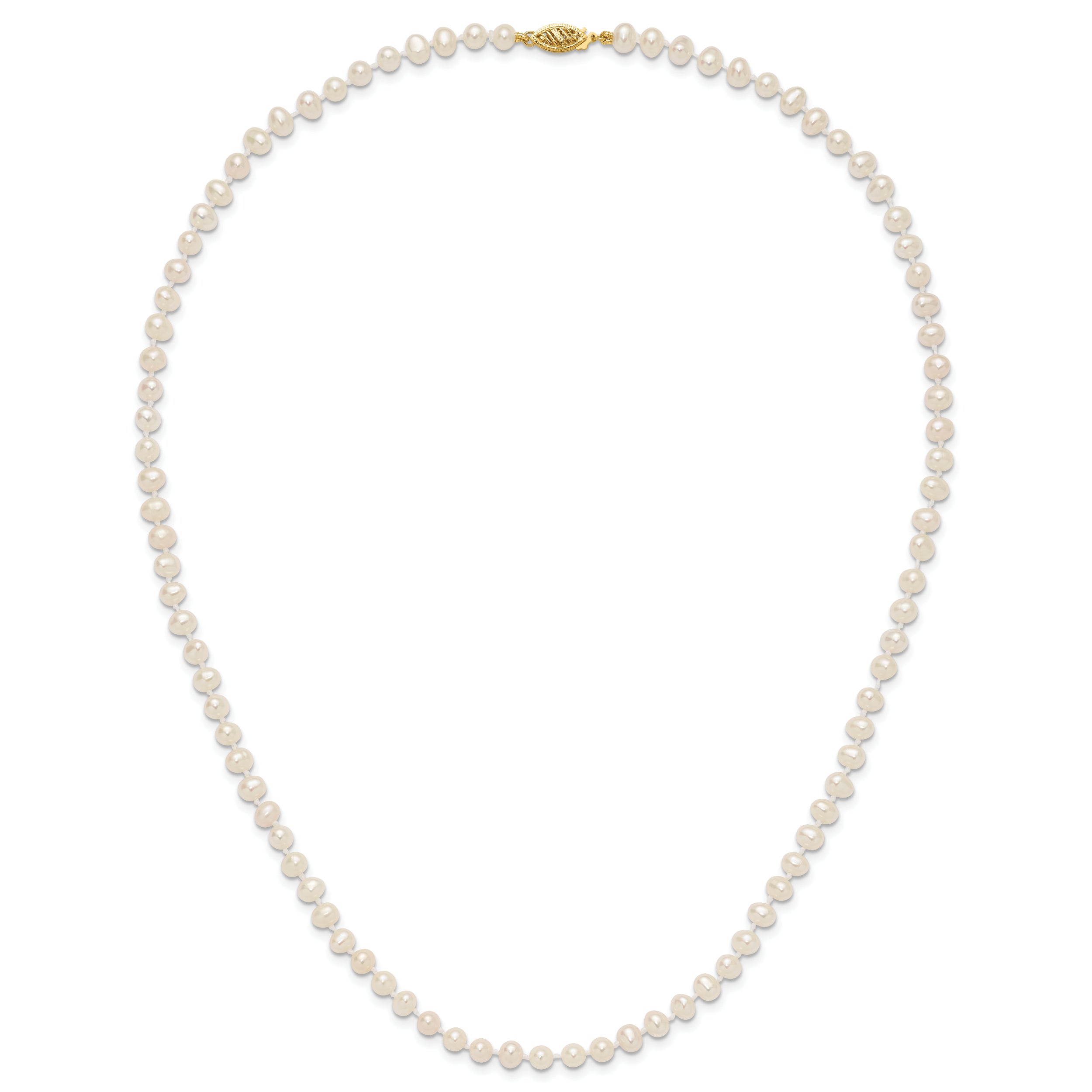 14k 4-5mm White Near-Round Freshwater Cultured Pearl 20 inch Necklace