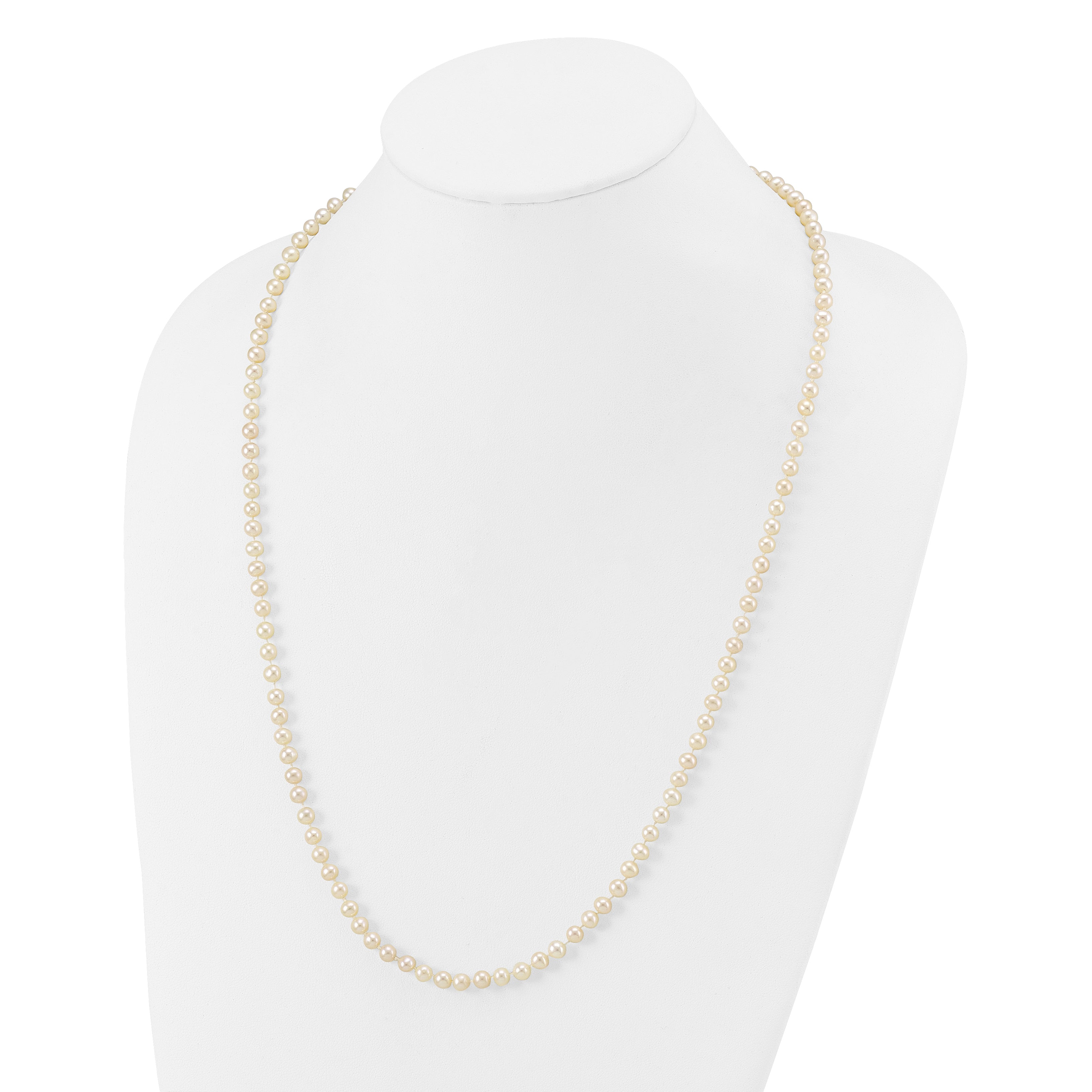 14k 4-5mm White Near-Round Freshwater Cultured Pearl 24 inch Necklace
