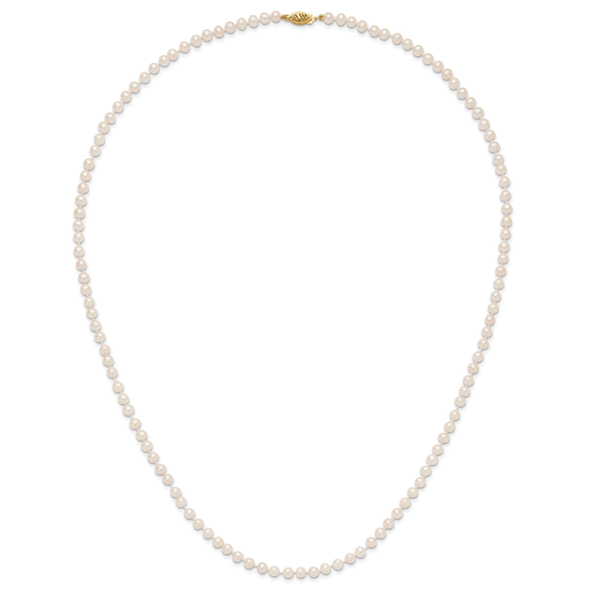14k 4-5mm White Near-Round Freshwater Cultured Pearl 24 inch Necklace