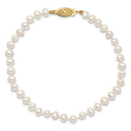 14k 4-5mm White Near Round Freshwater Cultured Pearl 8.25in Bracelet