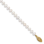 14k 4-5mm White Near-Round Freshwater Cultured Pearl 7.5 inch Bracelet