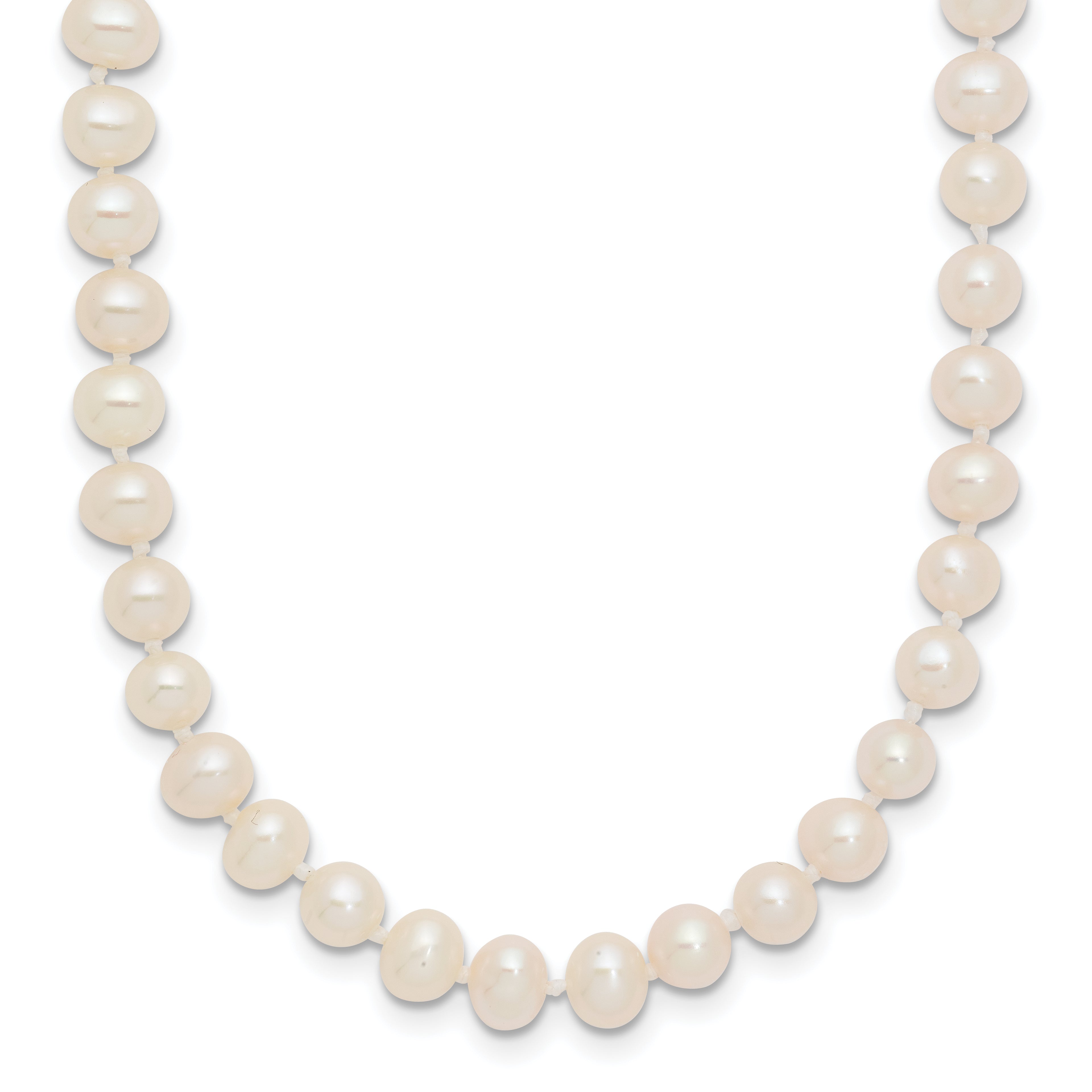 14K Yellow Gold White Freshwater Cultured Pearl Necklace 4-5mm