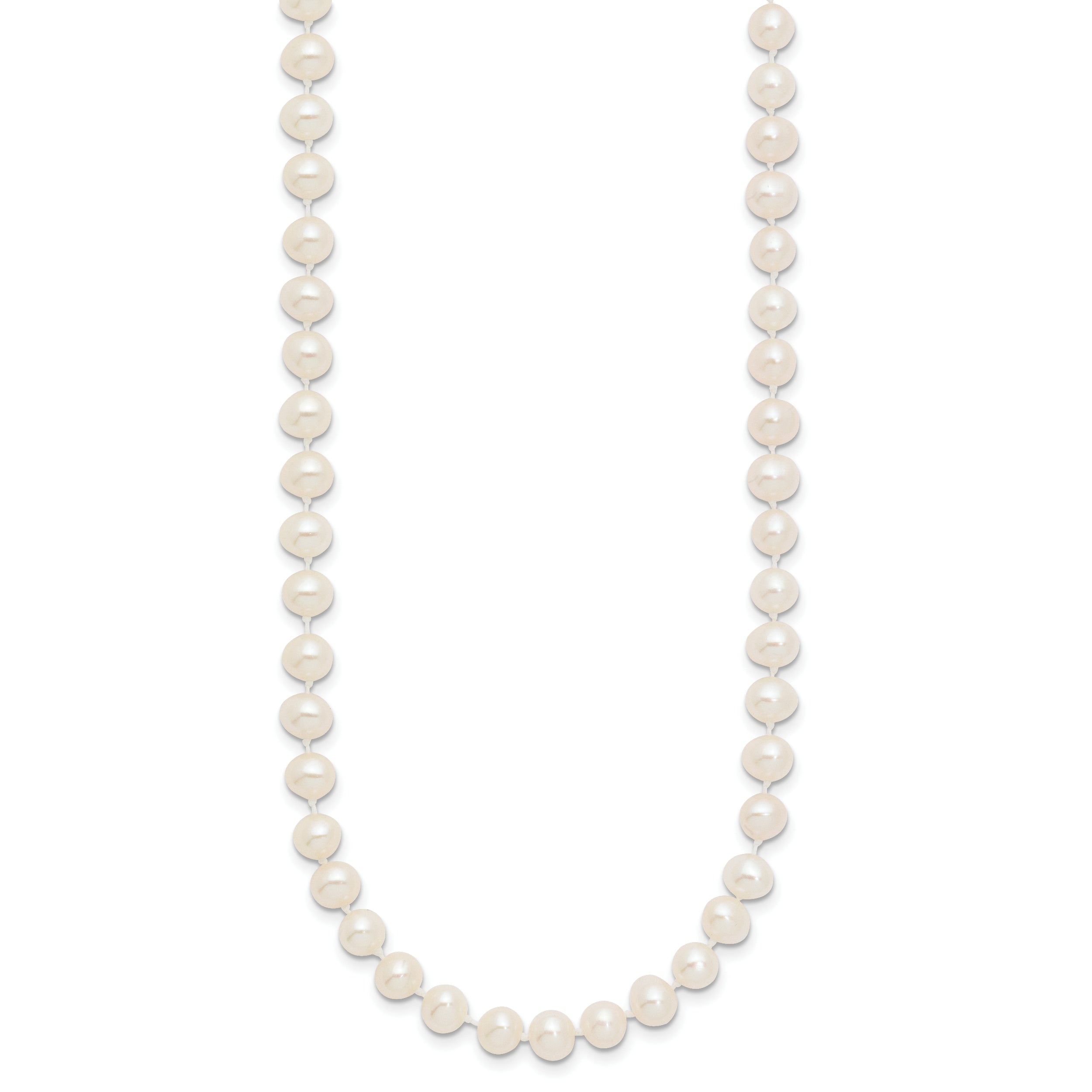 10k 5-6mm White Near-Round Freshwater Cultured Pearl 28 inch Necklace