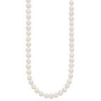 14K Yellow Gold White Freshwater Cultured Pearl Necklace 5-6mm