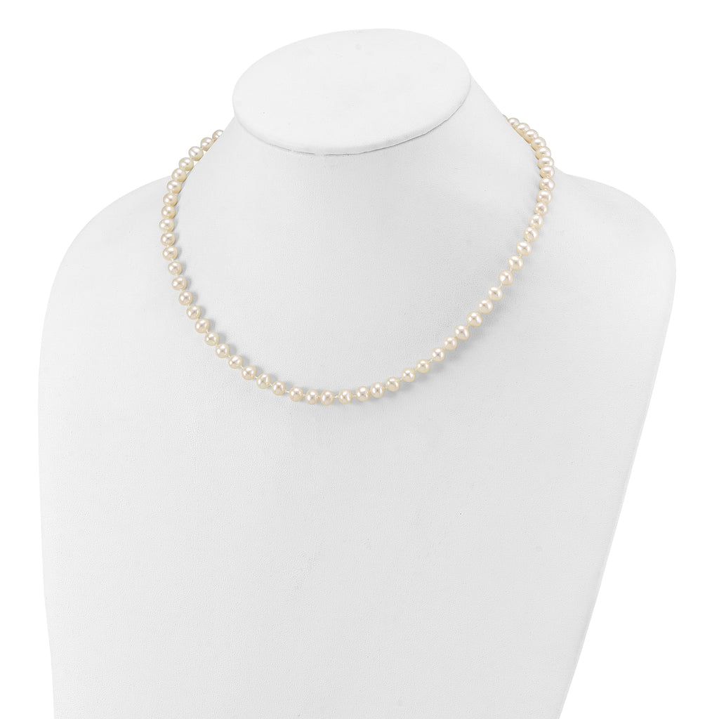 10 Karat 5-6mm White Near-Round Freshwater Cultured Pearl 16 inch Necklace - View 3