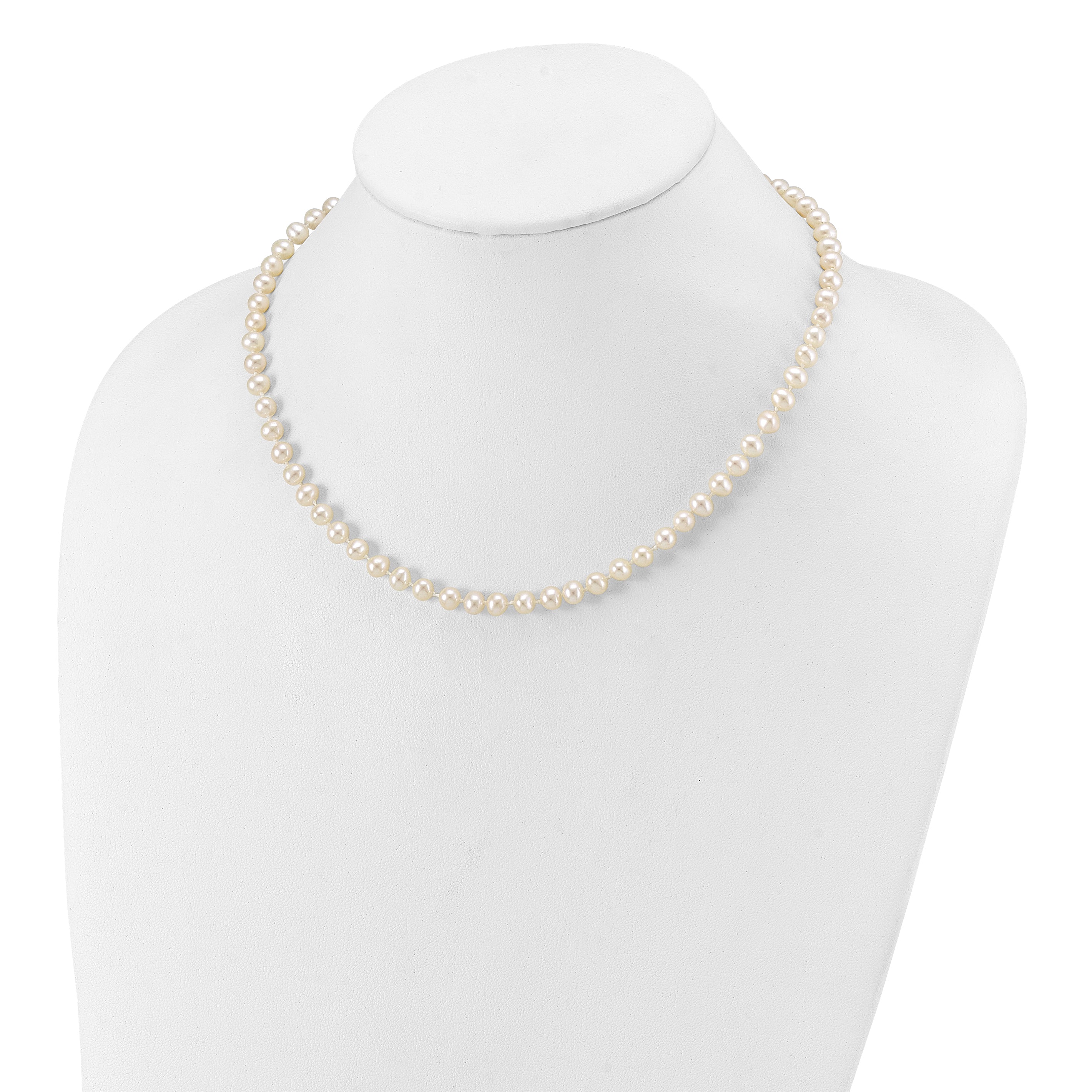 10 Karat 5-6mm White Near-Round Freshwater Cultured Pearl 16 inch Necklace - View 3