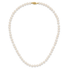 14K Yellow Gold White Freshwater Cultured Pearl Necklace 5-6mm