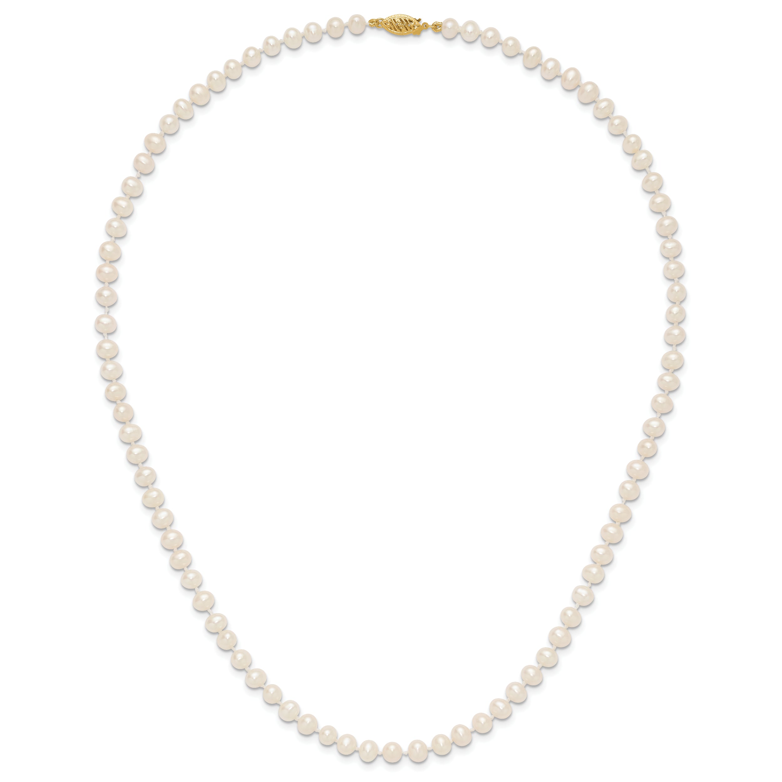 14k 5-6mm White Near-Round Freshwater Cultured Pearl 20 inch Necklace