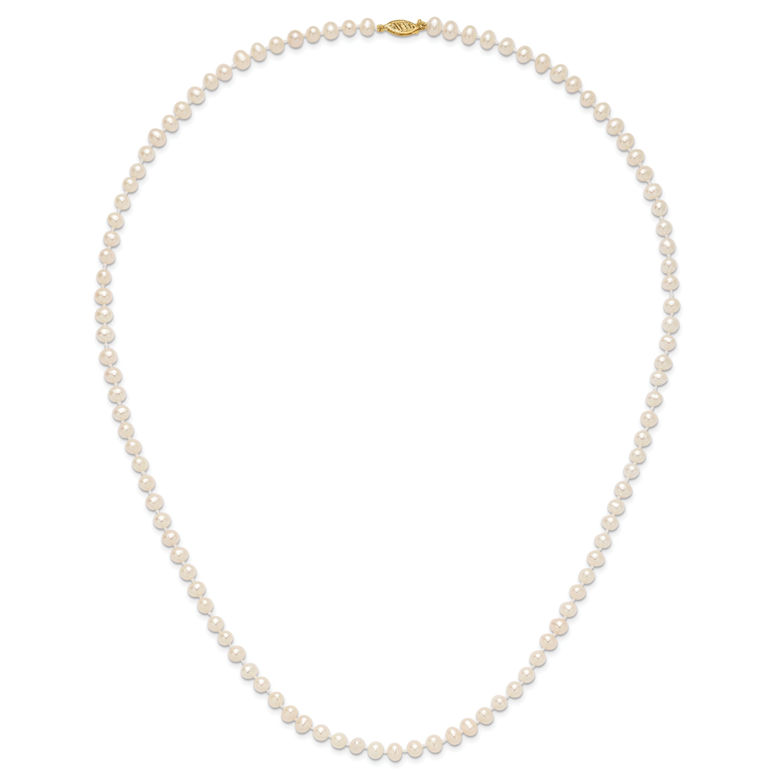 14k 5-6mm White Near-Round Freshwater Cultured Pearl 24 inch Necklace
