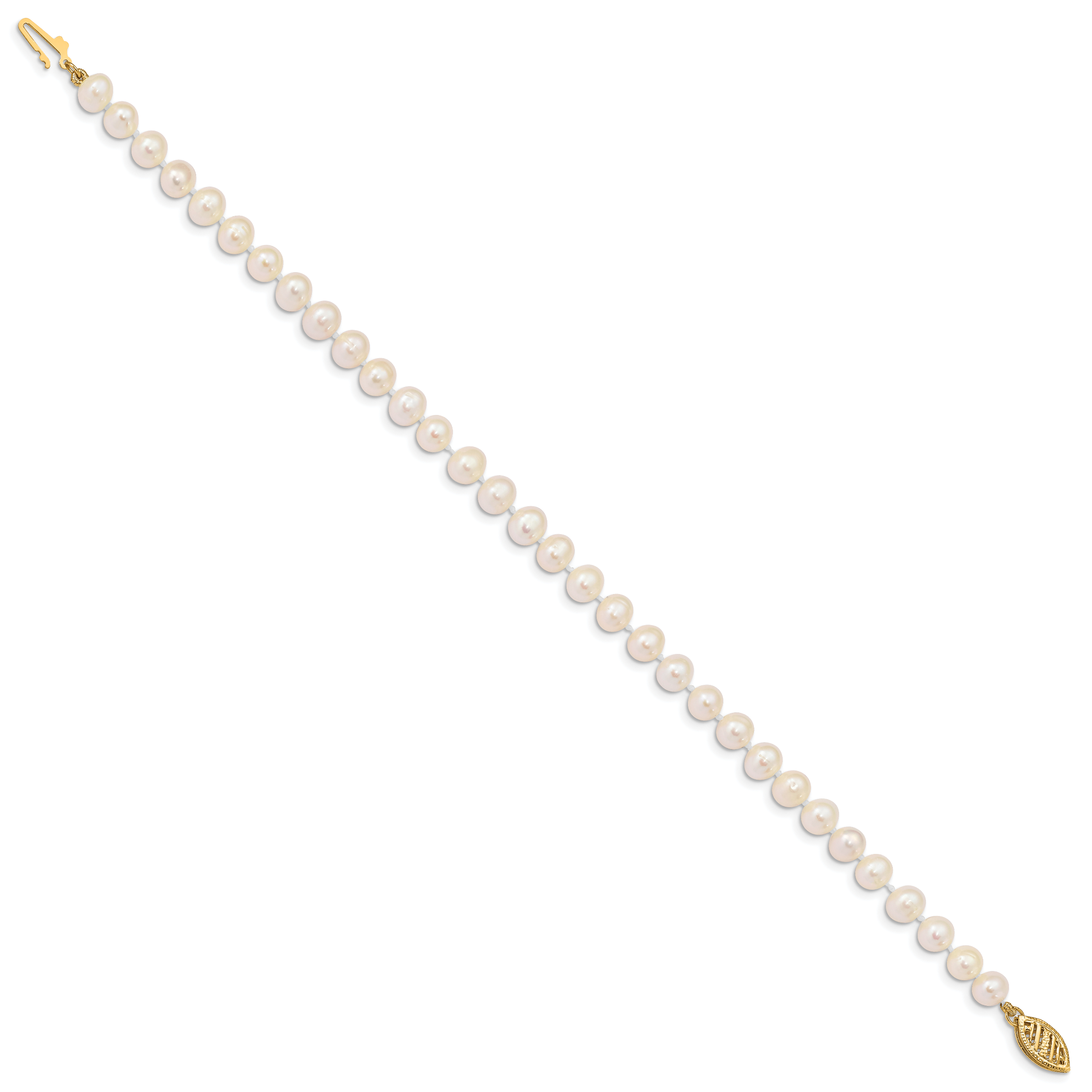 14k 5-6mm White Near round Freshwater Cultured Pearl 8.25 inch Bracelet Secondary image