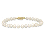 14k 5-6mm White Near round Freshwater Cultured Pearl 8.25 inch Bracelet
