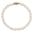 14k 5-6mm White Near round Freshwater Cultured Pearl 8.25 inch Bracelet