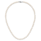14K White Gold White Freshwater Cultured Pearl Necklace 5-6mm