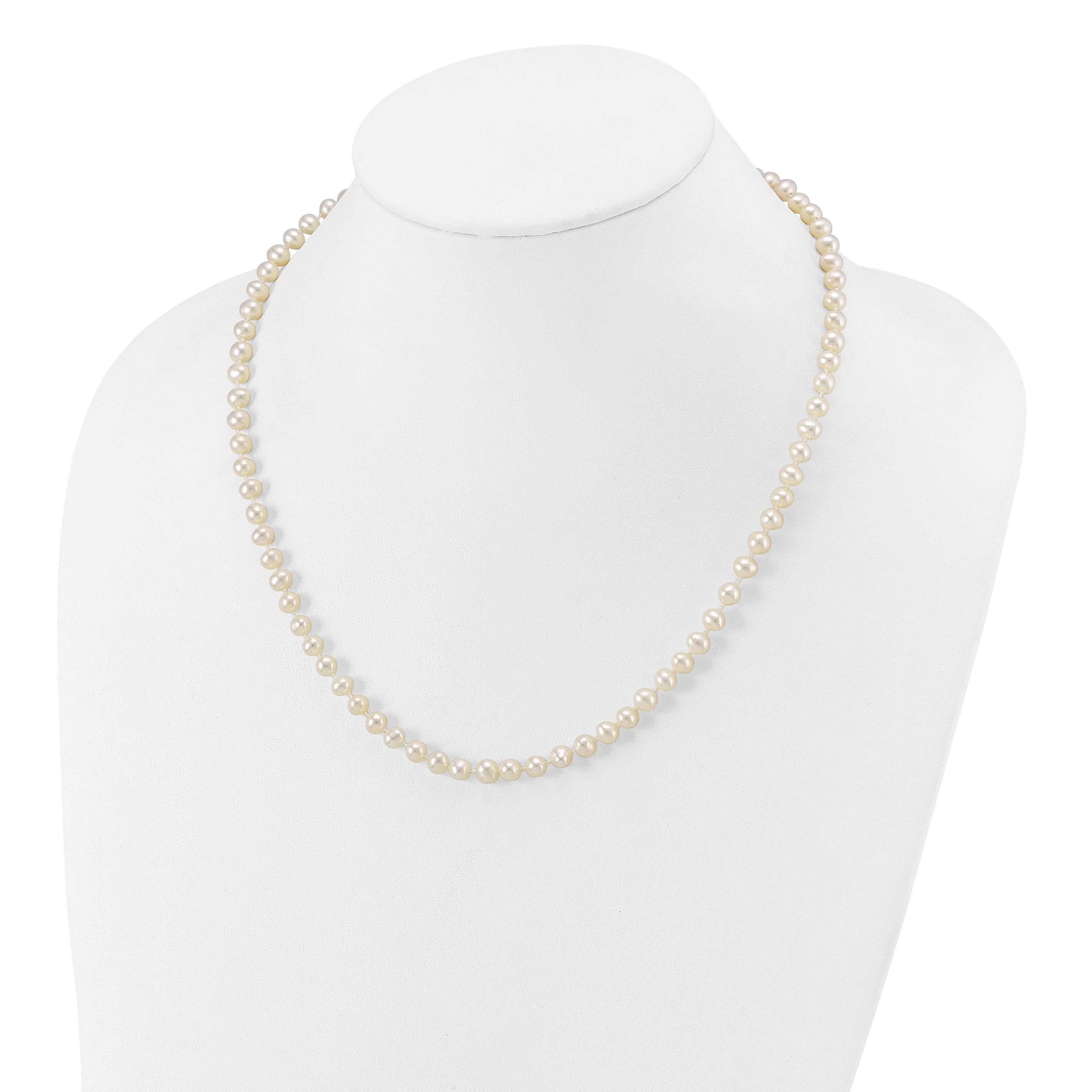 14k White Gold 5-6mm White Near Round Freshwater Cultured Pearl 18 inch Necklace