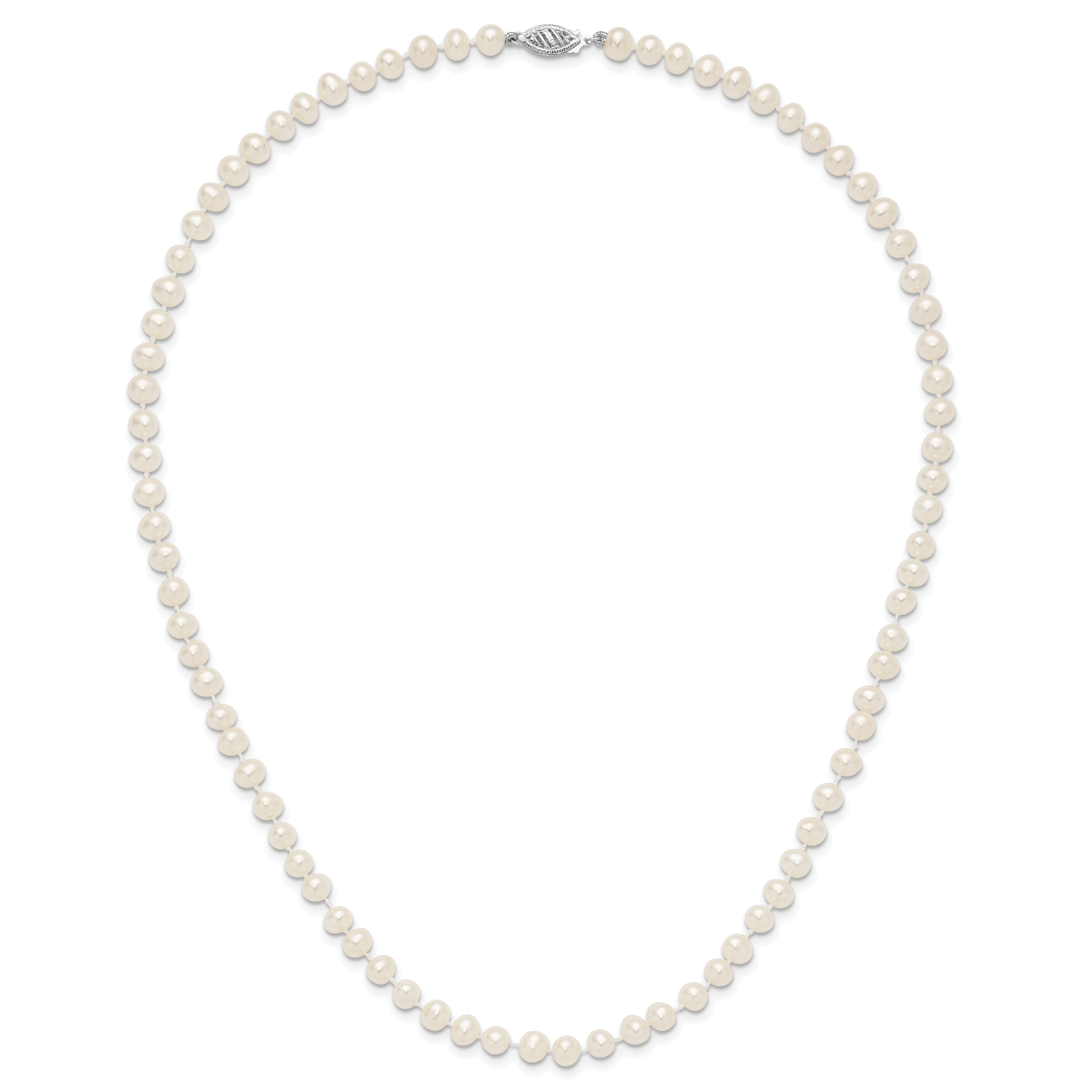 14k White Gold 5-6mm White Near Round Freshwater Cultured Pearl 18 inch Necklace Secondary image