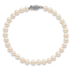14k White Gold 5-6mm White Near Round Freshwater Cultured Pearl 8.25 inch Bracelet