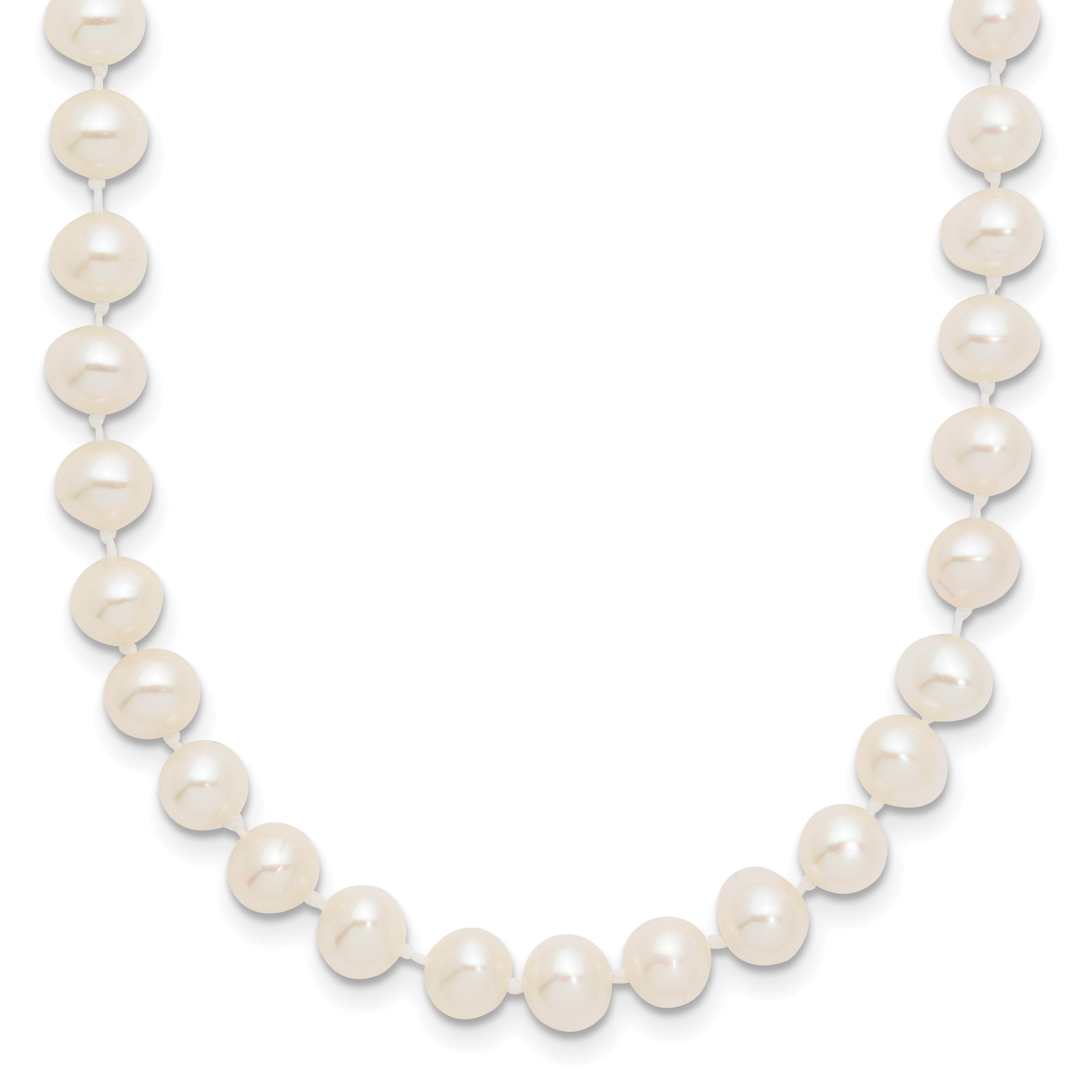 14k White Gold 5-6mm White Near Round Freshwater Cultured Pearl 28 inch Necklace