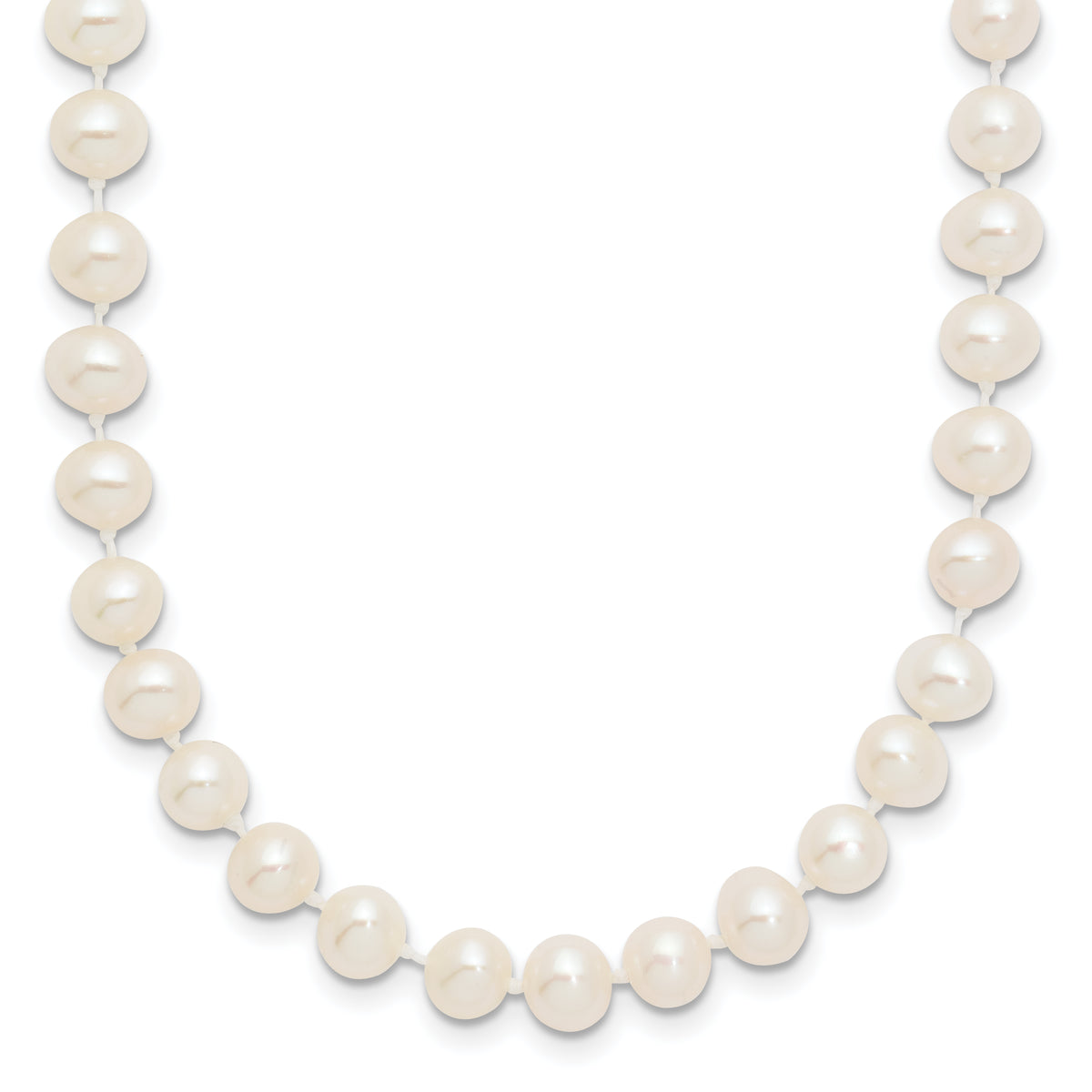 14k White Gold 5-6mm White Near Round Freshwater Cultured Pearl 28 inch Necklace