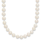 14K Yellow Gold White Freshwater Cultured Pearl Necklace 5-6mm