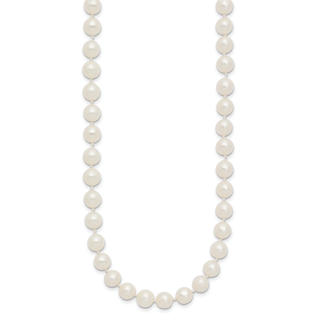 14K Yellow Gold White Freshwater Cultured Pearl Necklace 6-7mm
