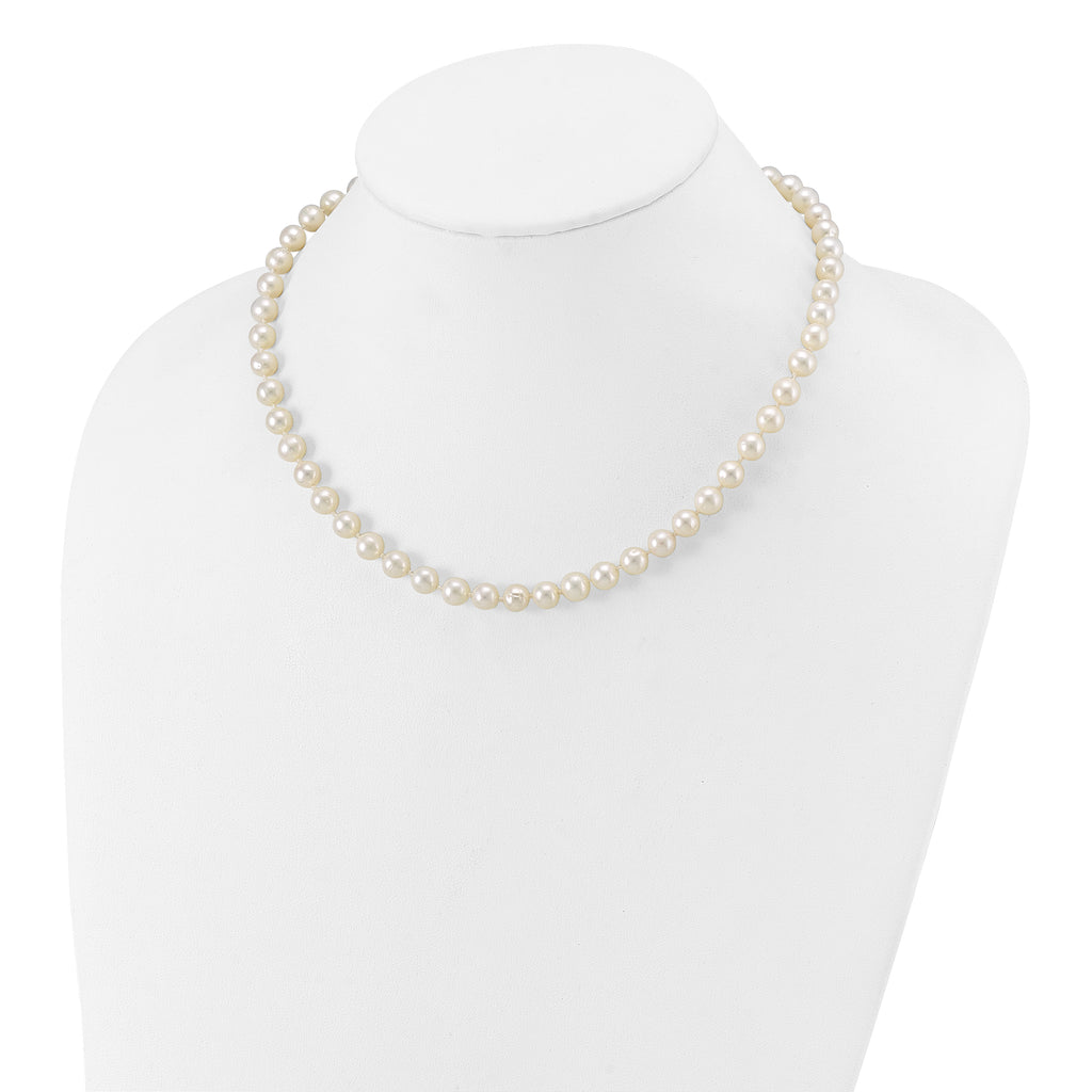 10 Karat 6-7mm White Near-Round Freshwater Cultured Pearl 16 inch Necklace - View 3