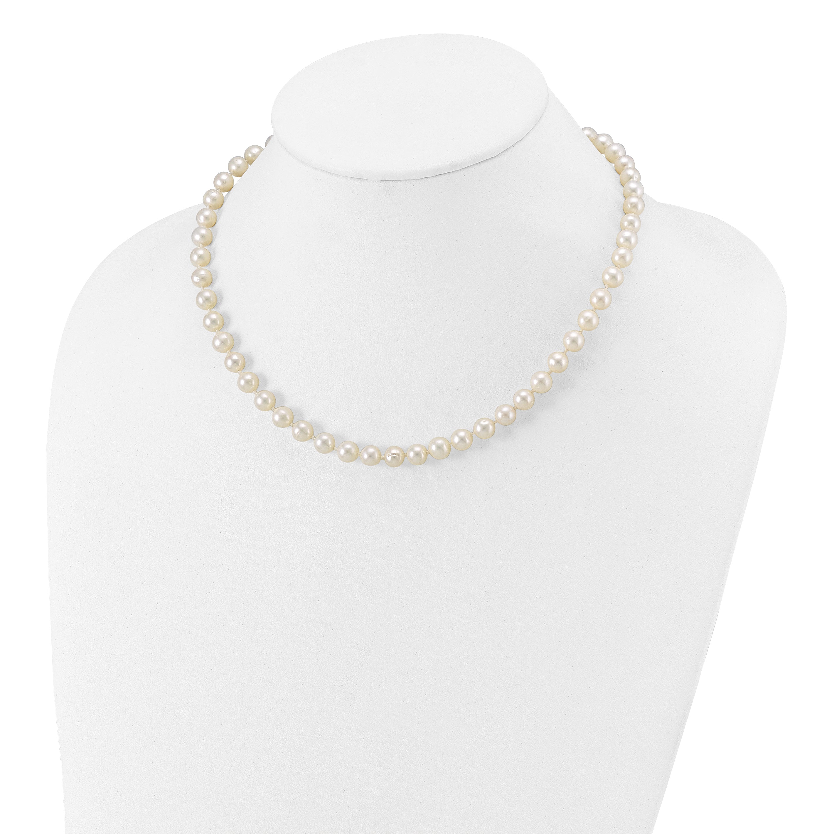 10 Karat 6-7mm White Near-Round Freshwater Cultured Pearl 16 inch Necklace - View 3